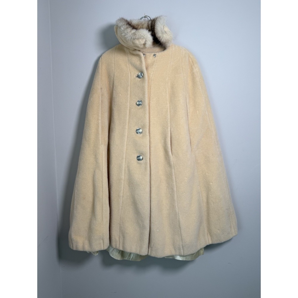 Forstmann Youthcraft Faux Fur Collar Cape Elegant‎ Vintage Style Beige One Size